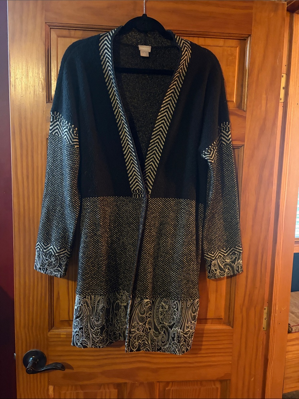 Chico’s mixed pattern cardigan